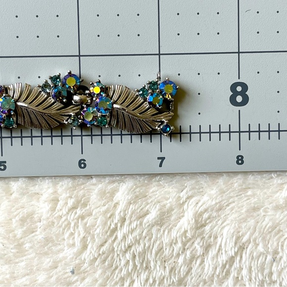 CROWN TRIFARI | Vtg | Blue Aurora Borealis (AB) Crystals Rhinestones 7" Bracelet - Picture 10 of 14